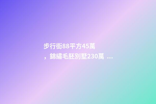 步行街88平方45萬，錦繡毛胚別墅230萬，城南自建房273平帶院165萬